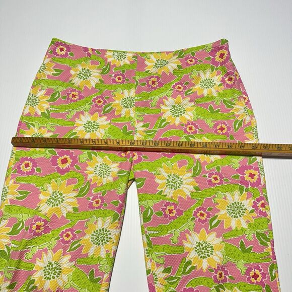 Lilly Pulitzer Vintage Captis Pants Size 12 Alligator Floral Print Textured Bows - Picture 9 of 11